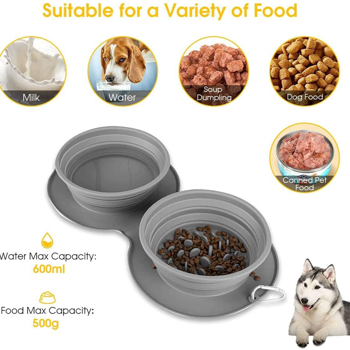 PawPort Duo™ – Foldable Travel Bowls with Slow-Feed Design