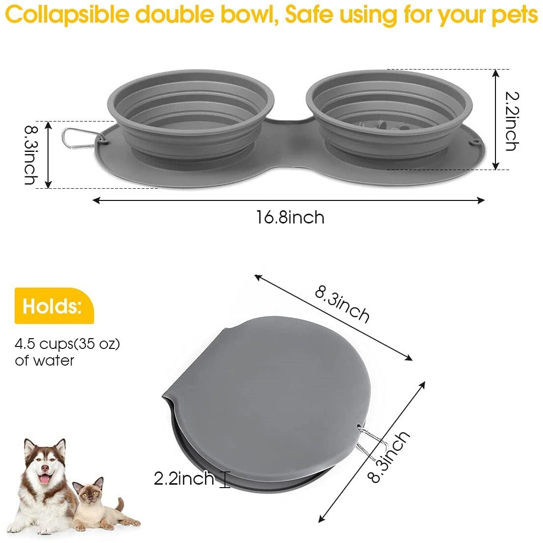 PawPort Duo™ – Foldable Travel Bowls with Slow-Feed Design